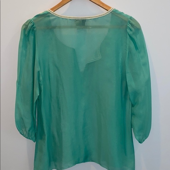 Anthropologie Fei Mint Green Silk Embroidered Top - Picture 2 of 4